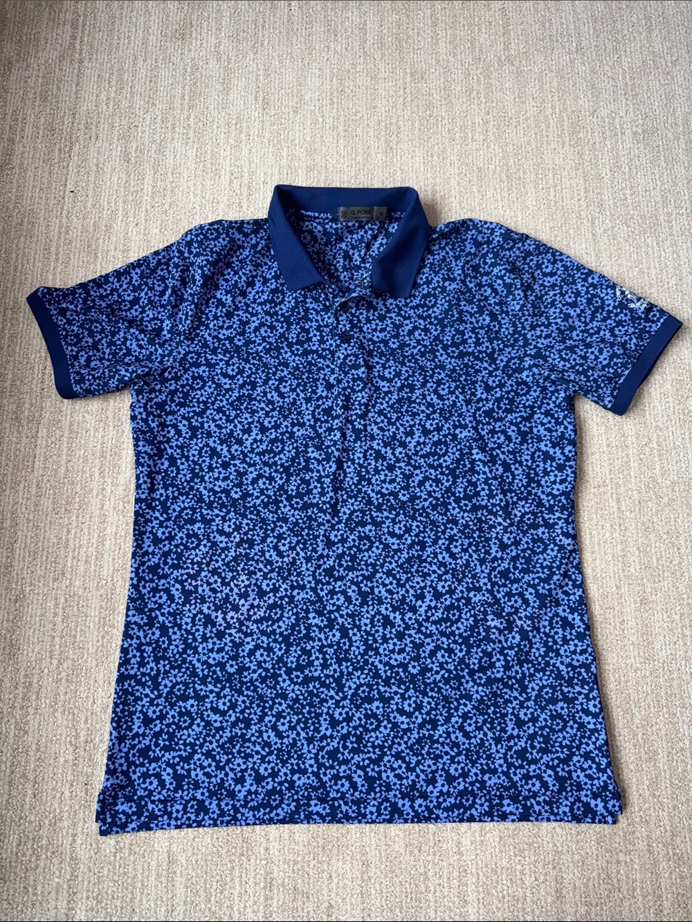 G/Fore Men's Size M Blue Danube Daisy Floral Stretch Golf Polo Performance Shirt - Picture 3 of 12